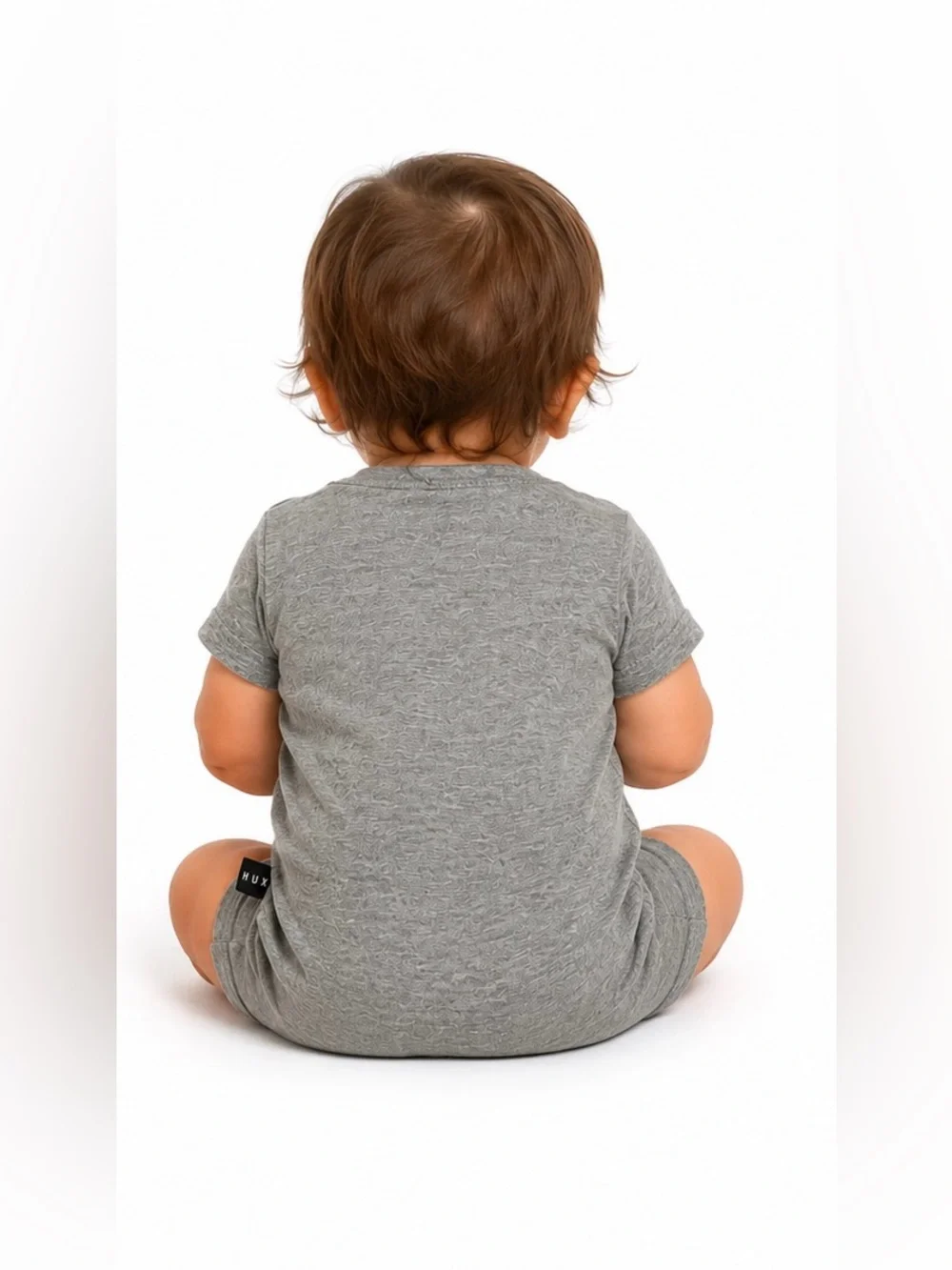 Huxbaby unisex Graphic Dog and Panda Grey Short Sleeve Shortie